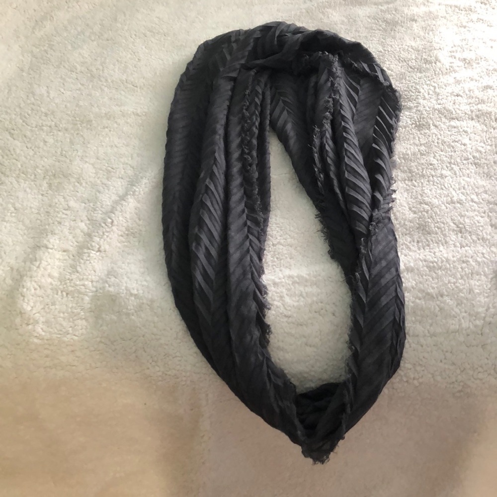 Grey fringed infinity scarf